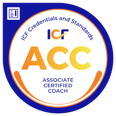 ICF Associate Certified Coach (ACC) credential badge, verify on Credly